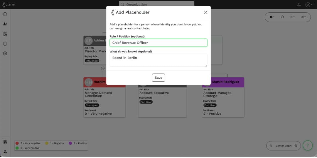 Add Placeholder modal in vizrm